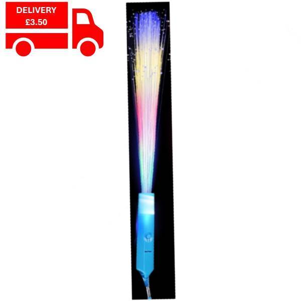 Blue Flashing LED Stick Neon Fiber Optic Wand with 3 Light Modes