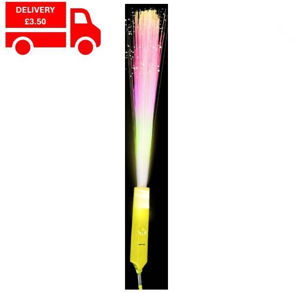 Yellow Flashing LED Stick Neon Fiber Optic Wand with 3 Light Modes